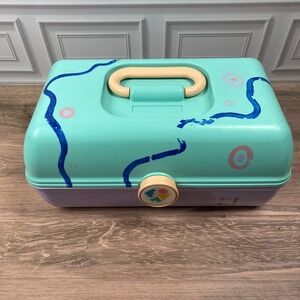 Vintage Caboodle 90's Case Organizer Mint Purple Play Travel Vanity Makeup Box